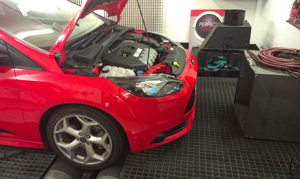 Steeda Focus ST on Perfect Touch dyno for parts testing