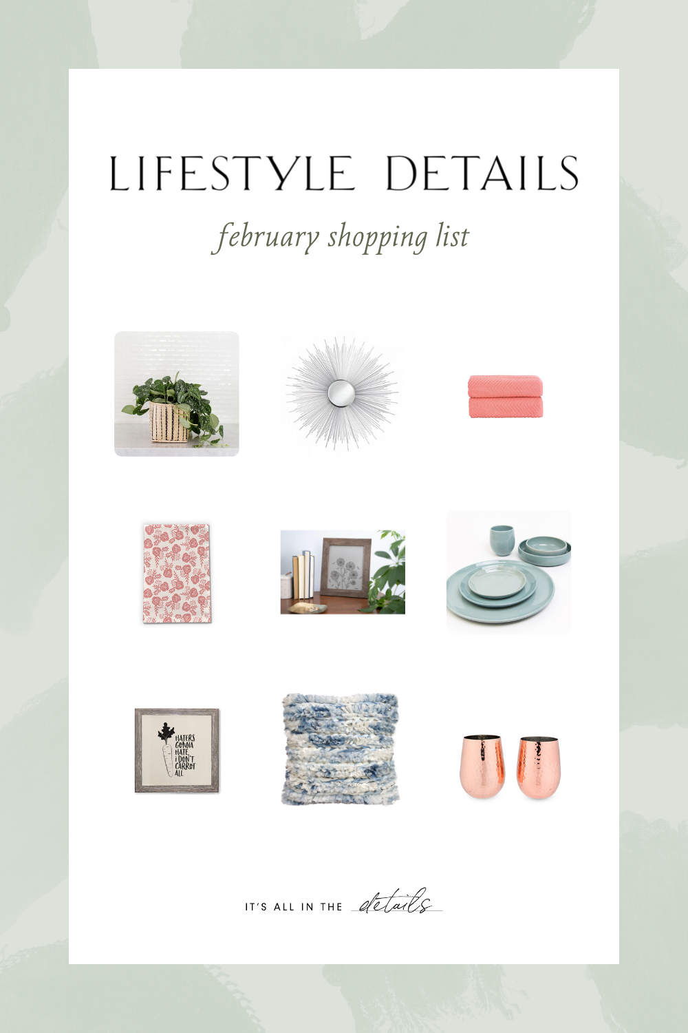 Lifestyle Details February 2022 Shopping List
