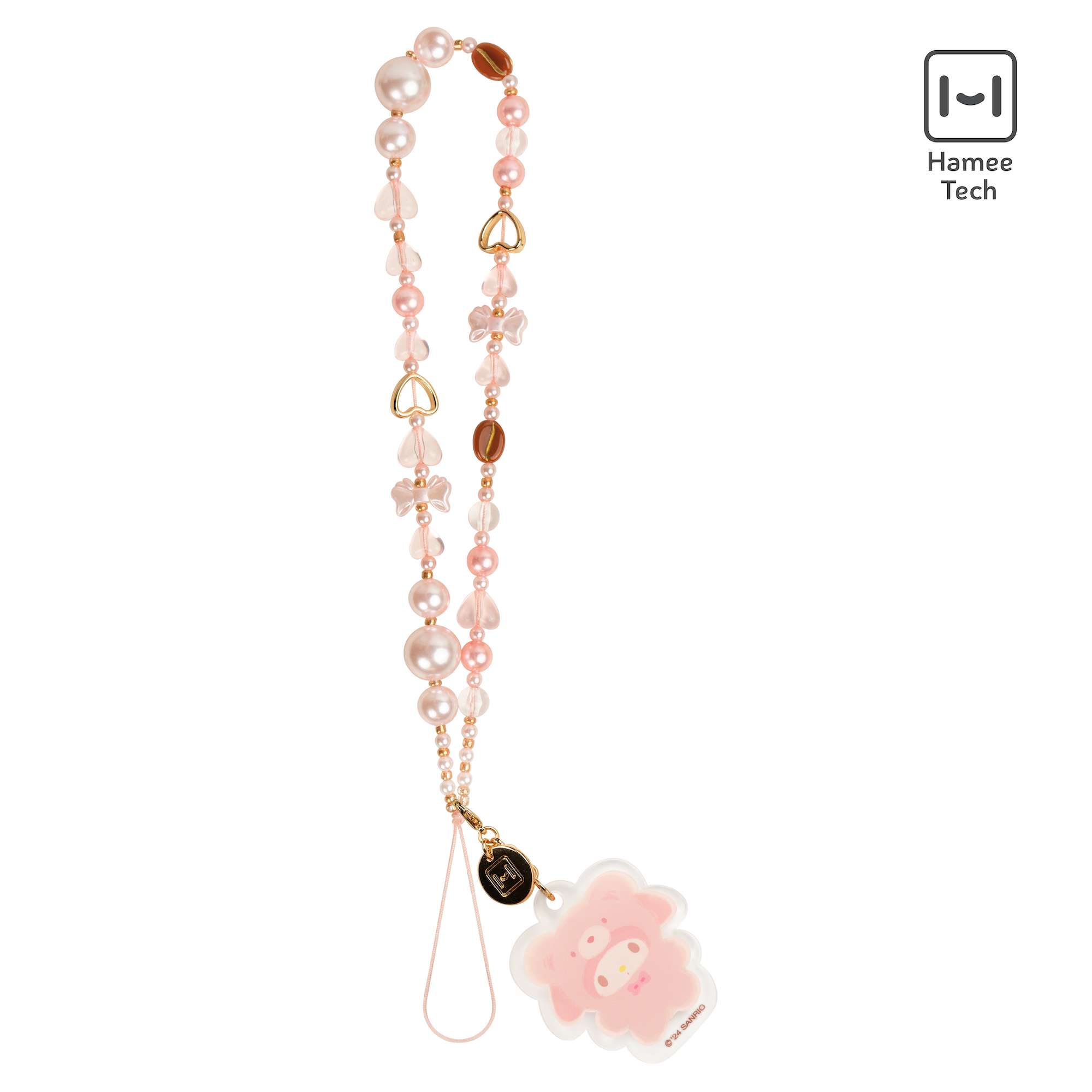 Sanrio Latte Bear Beaded Charm Mobile Phone Wrist Strap - My Melody