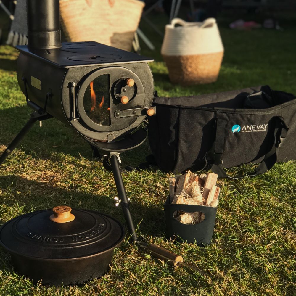 Frontier Plus Stove set up at a camping pitch