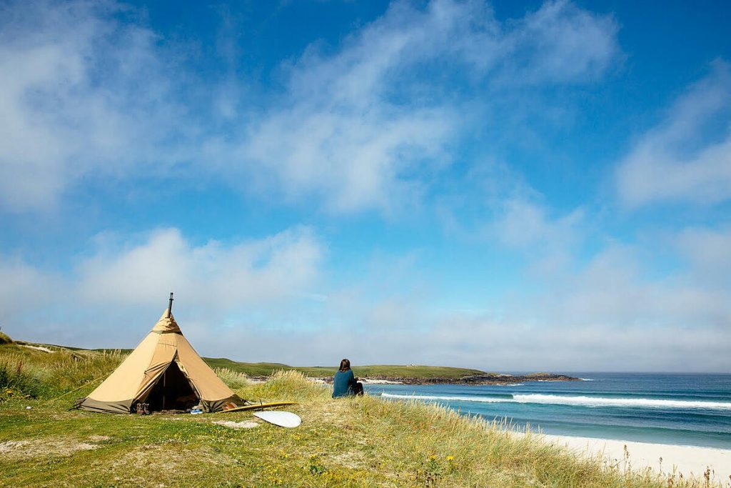 Tipi pitched on a beach