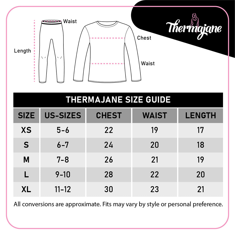 ThermalSetsGirls Size Chart Thermajohn