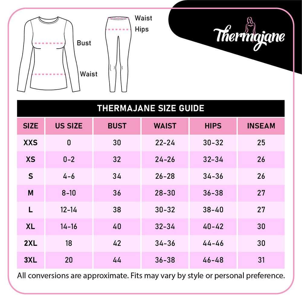 Thermal-Sets-Women Size Chart– Thermajohn