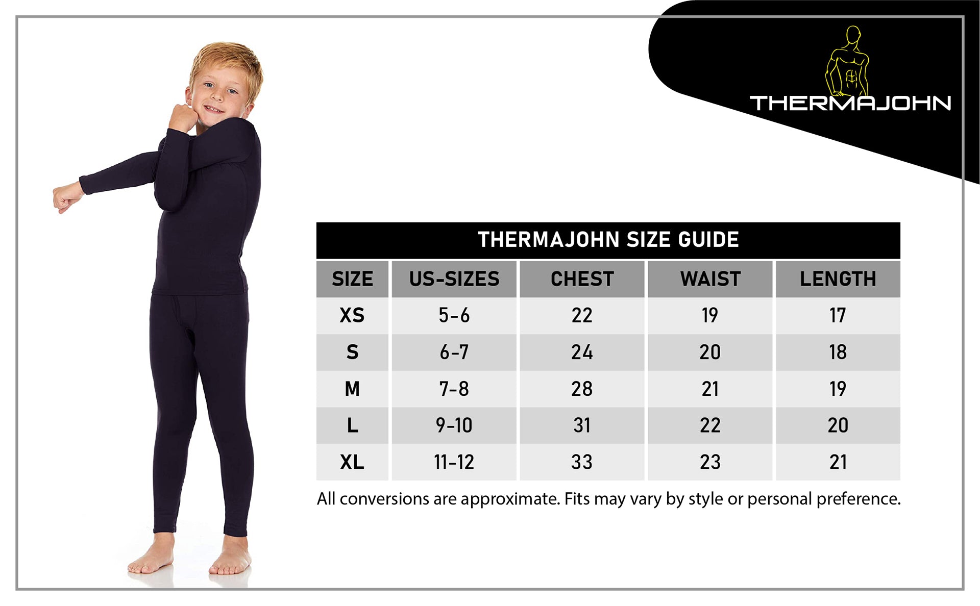 Mens Thermal Size Chart