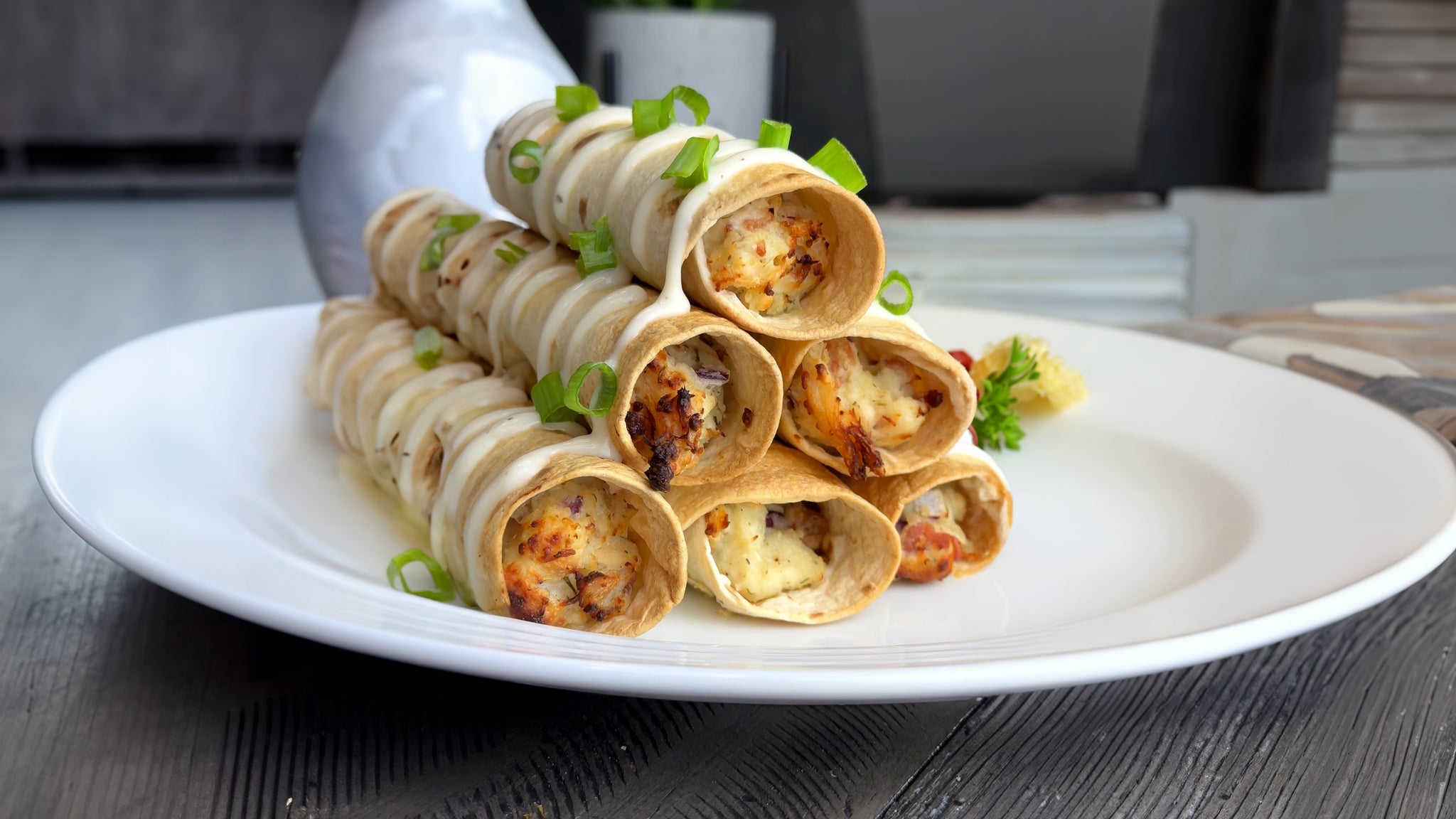 Air-Fryer Chicken Bacon Ranch Taquitos