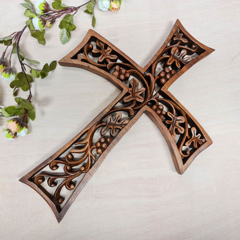 Holy Cross Christian hand carved wooden hanging - Religious Easternada