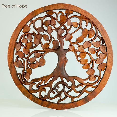 Tree of Hope Handmade Carved Wooden Wall Art - Easternada