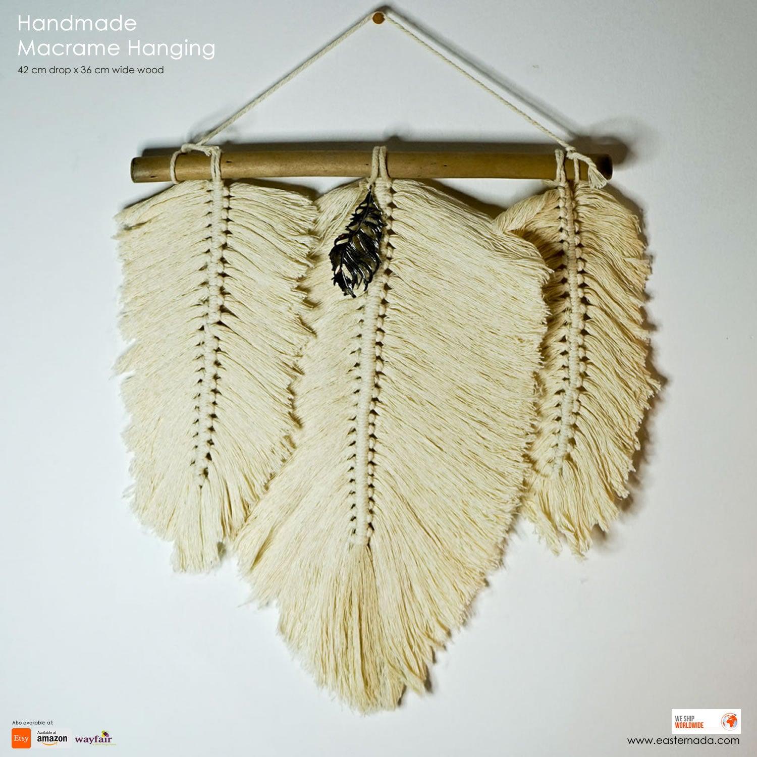 Bohemian Style Feather Handmade Decorative Macrame Wall Hanging ...