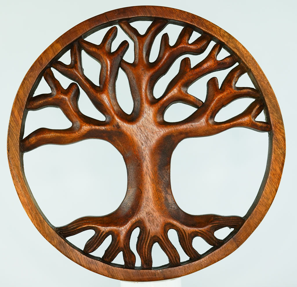 Hand Carved Wooden Tree of Life Wall Art Decorative Panel