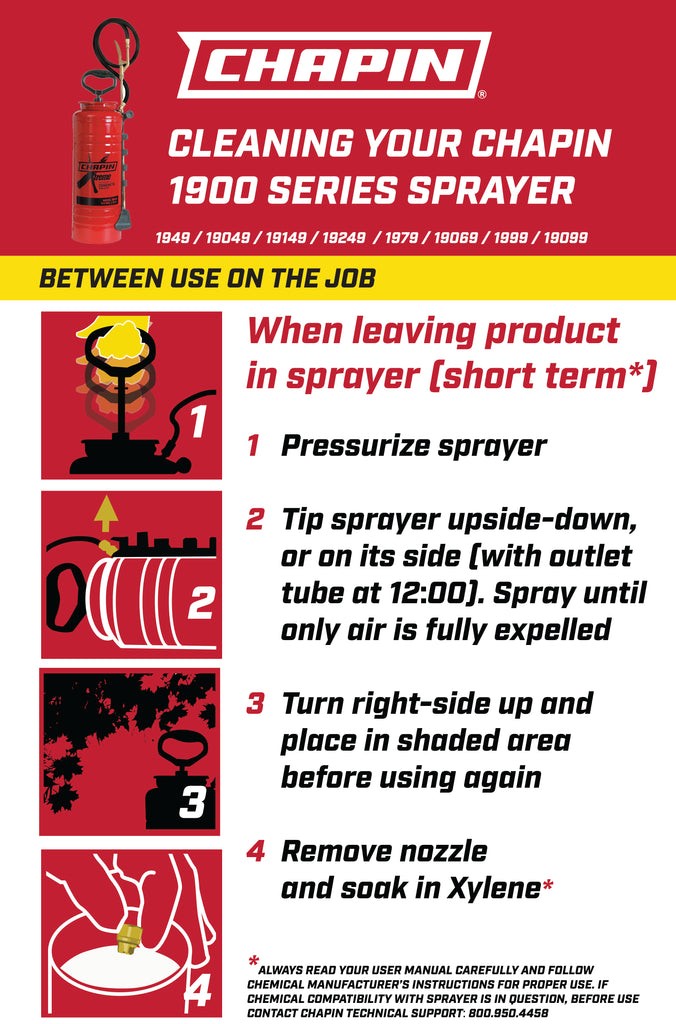 Chapin industrial sprayer cleaning tips - between use on the job