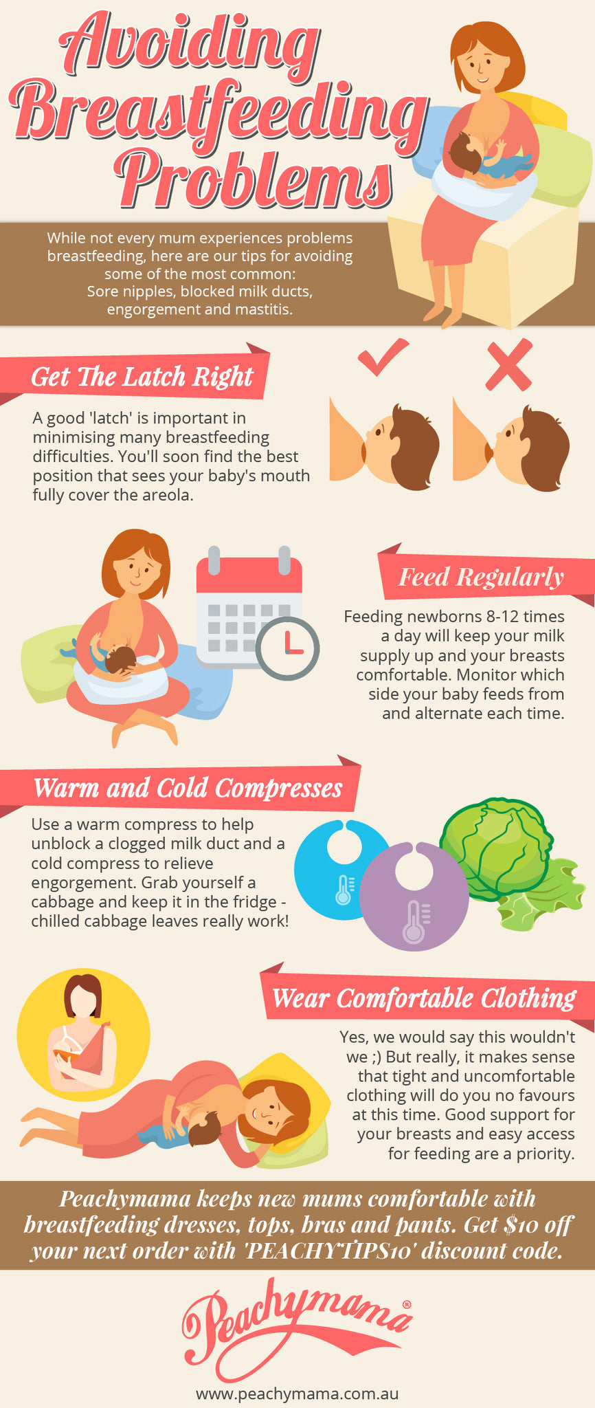 Avoiding Breastfeeding Problems (Infographic) - Peachymama