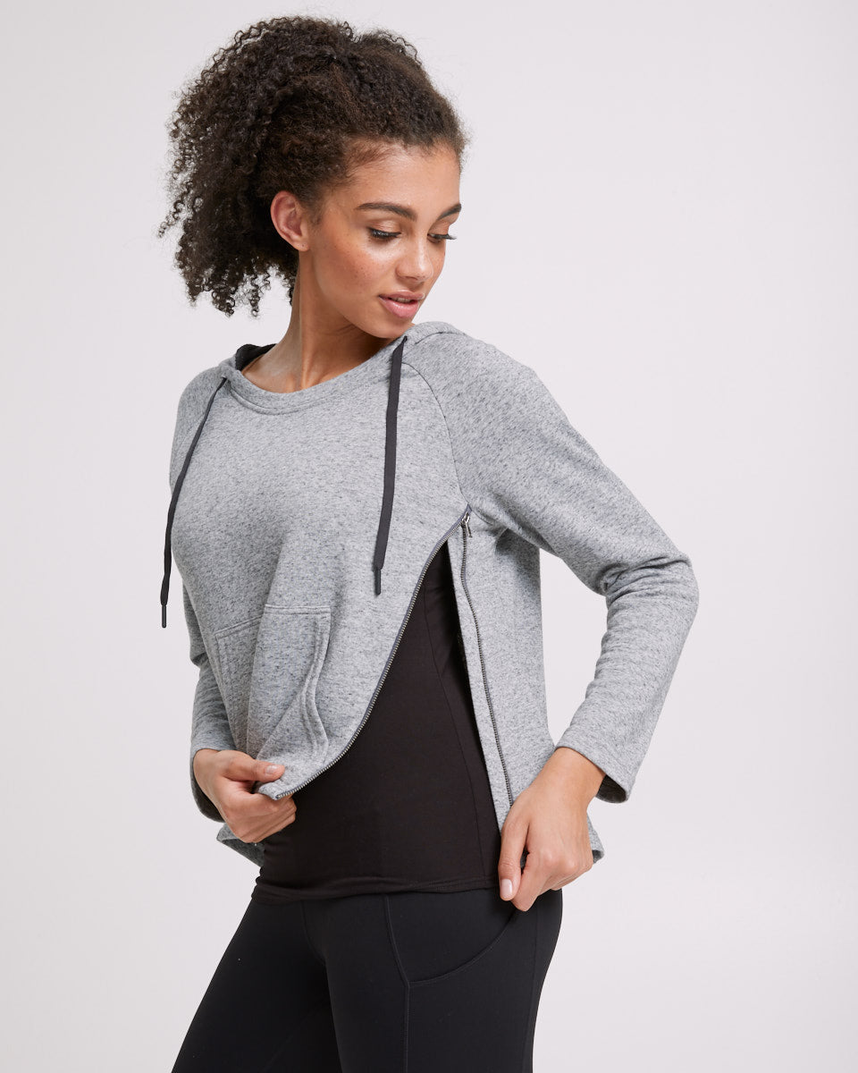 Zip Up Nursing Hoodie - Grey - aheadtohealth - 2