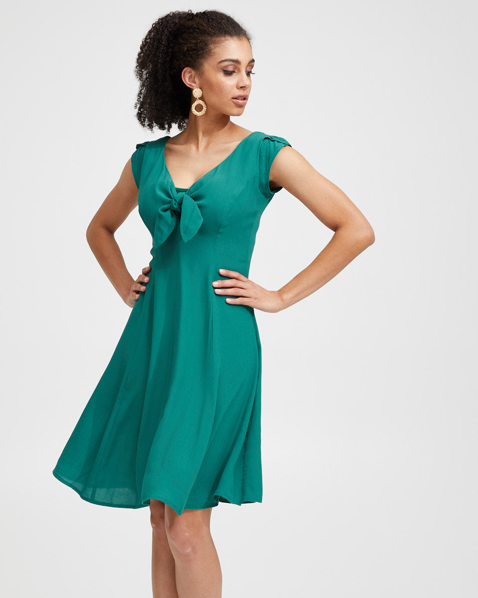 Tie Front Nursing Dress - Evergreen | Peachymama Australia