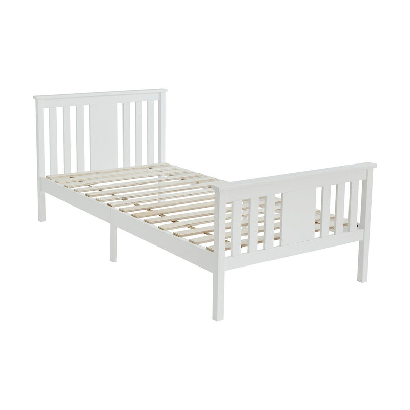 white wooden single bed frame