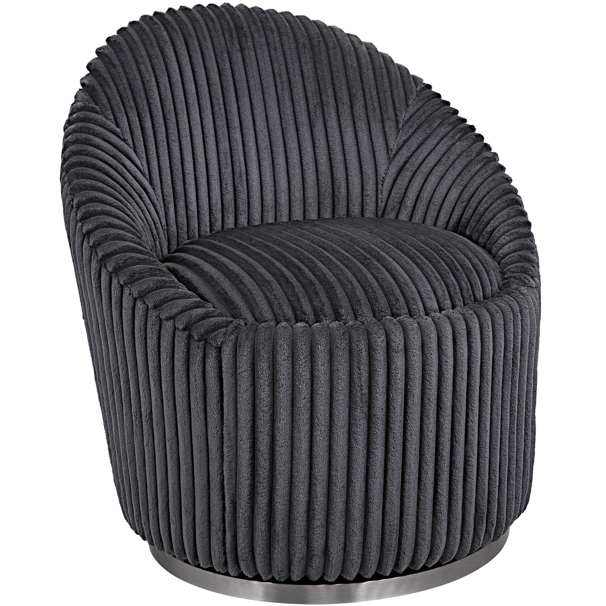 fluted leather swivel chair