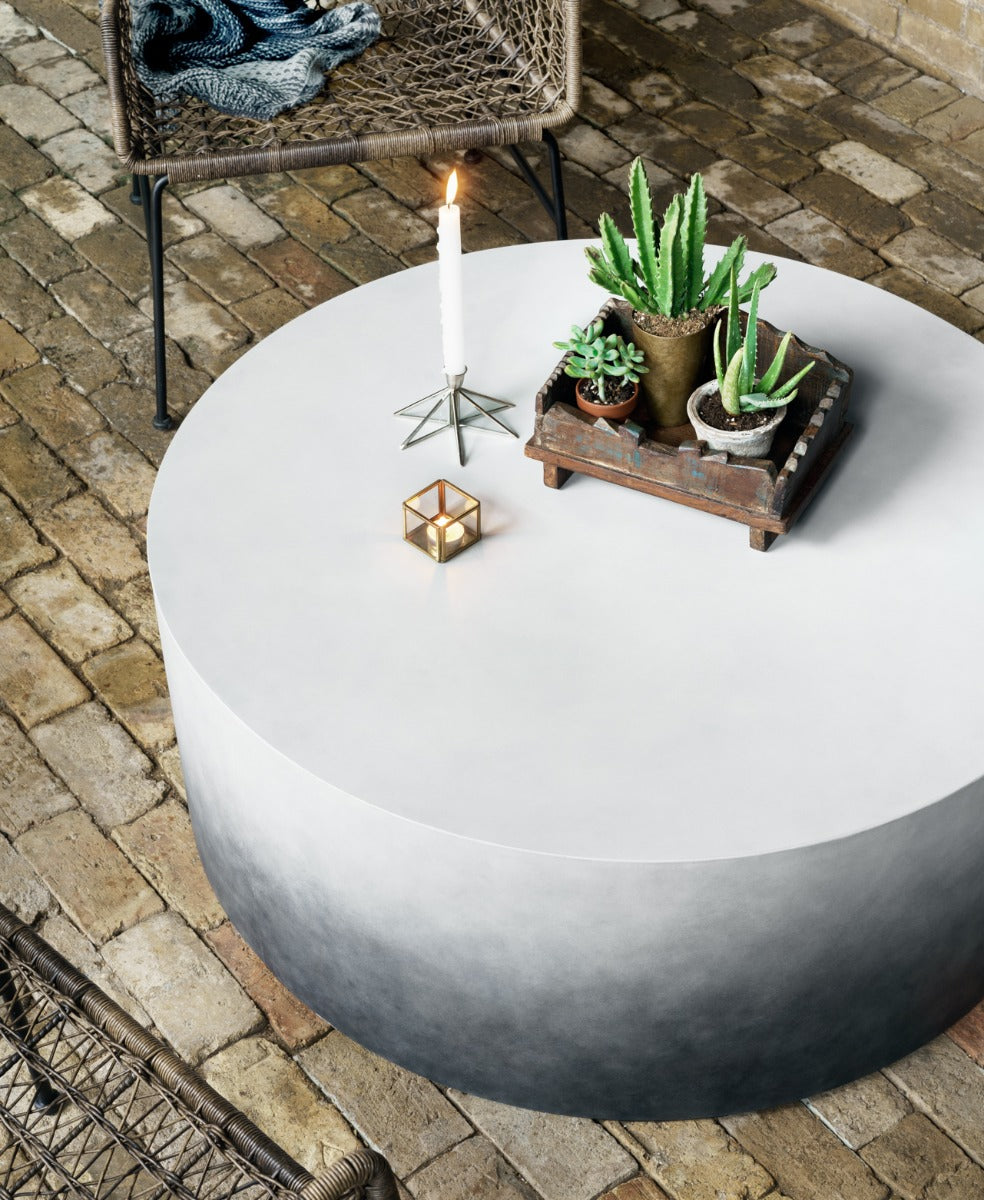 Sheridan Outdoor Round Concrete Coffee Table Indigo Ombre