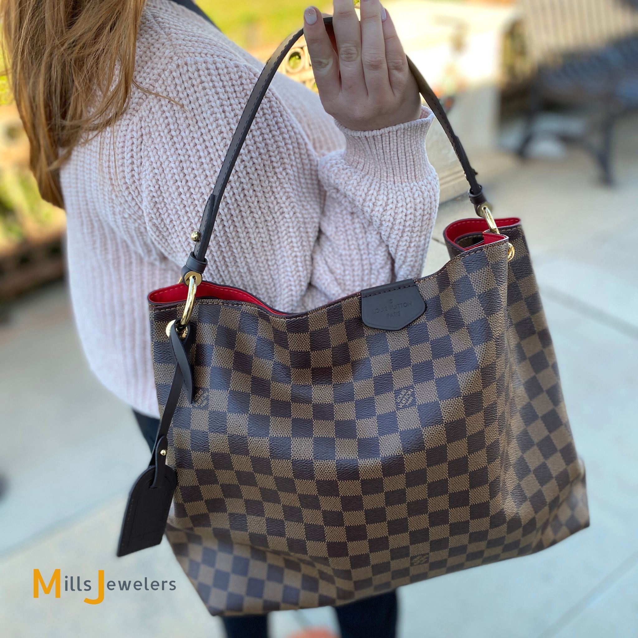 Túi Nữ Louis Vuitton Graceful PM Damier Ebene Canvas Brown N44044  LUXITY