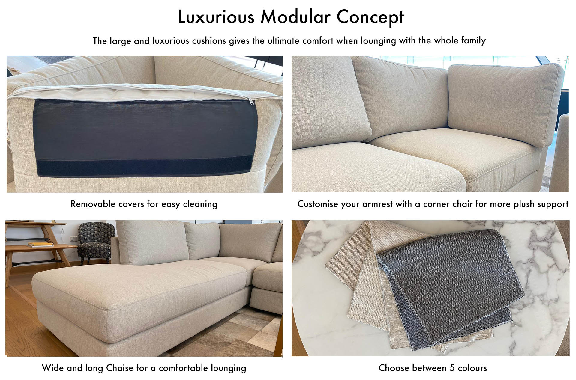 Sofa Singapore Nookandcranny  Affordable White Beige Modular L shape