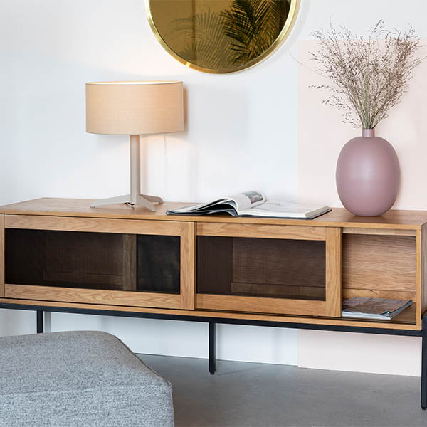 low console table with drawers