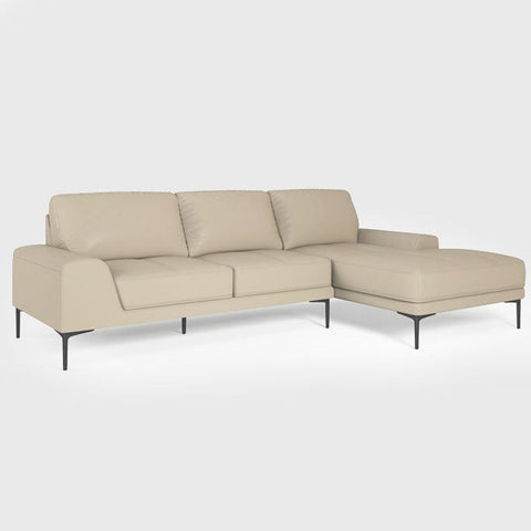 Jayden Creation Nuria 87 in. Wide Beige Leather Sofa with Removable Back Cushions