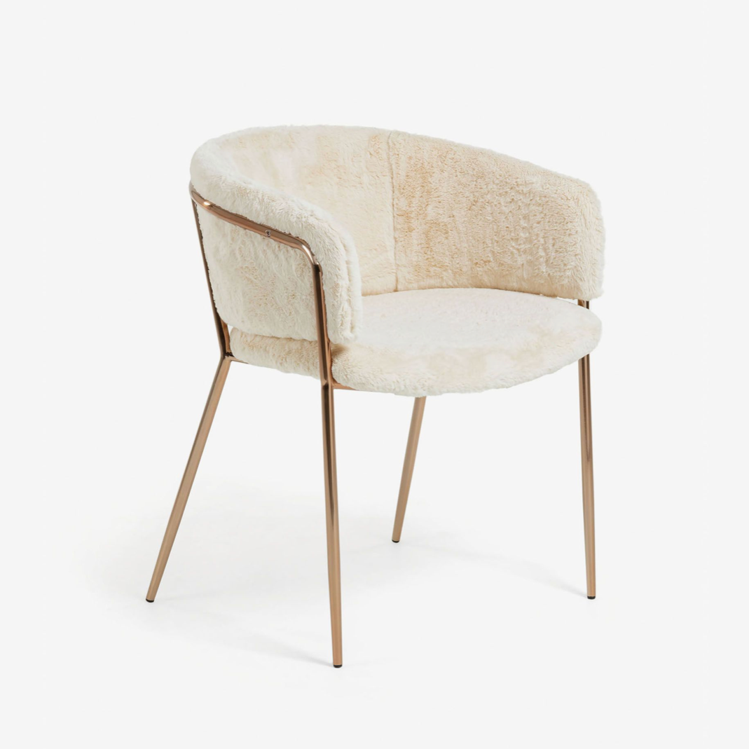 white fur dining chair