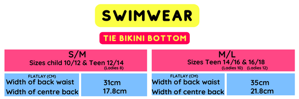 Tie Bikini Sizing Chart