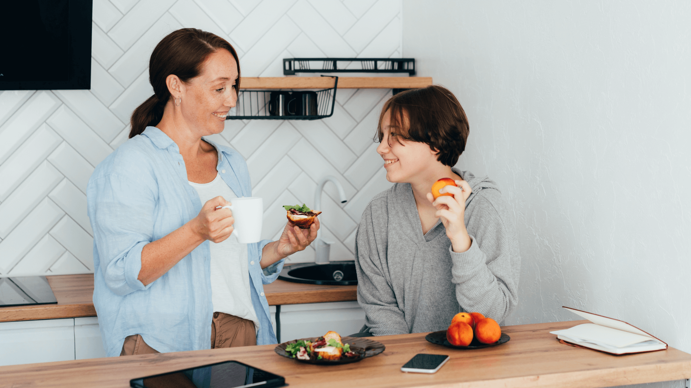 Parent and child eating food that helps make period easier, Knicked Australia