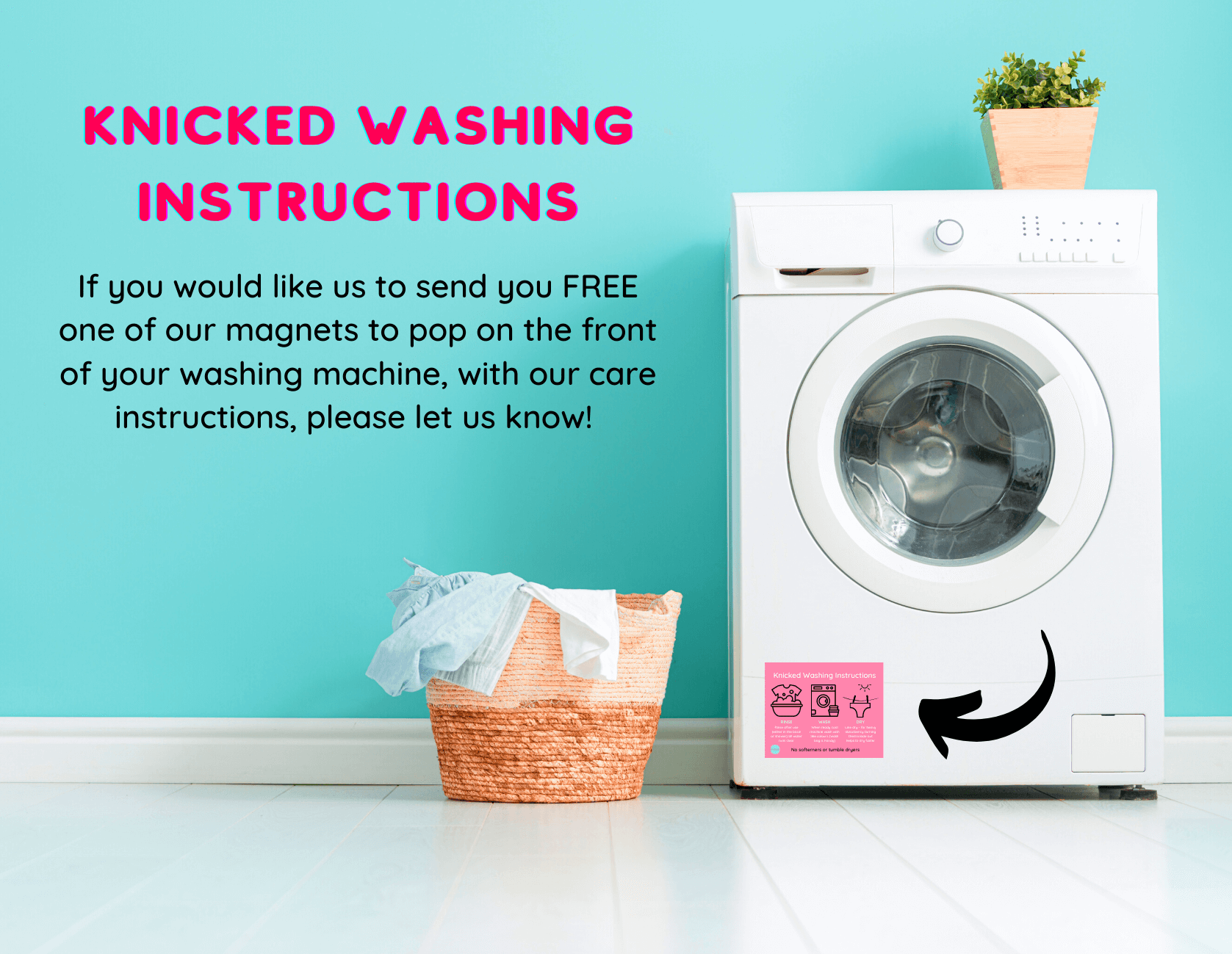 Knicked washing care instructions magnet