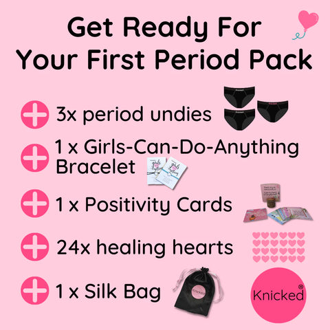 Welcome to puberty! Get Ready For Your First Period Pack