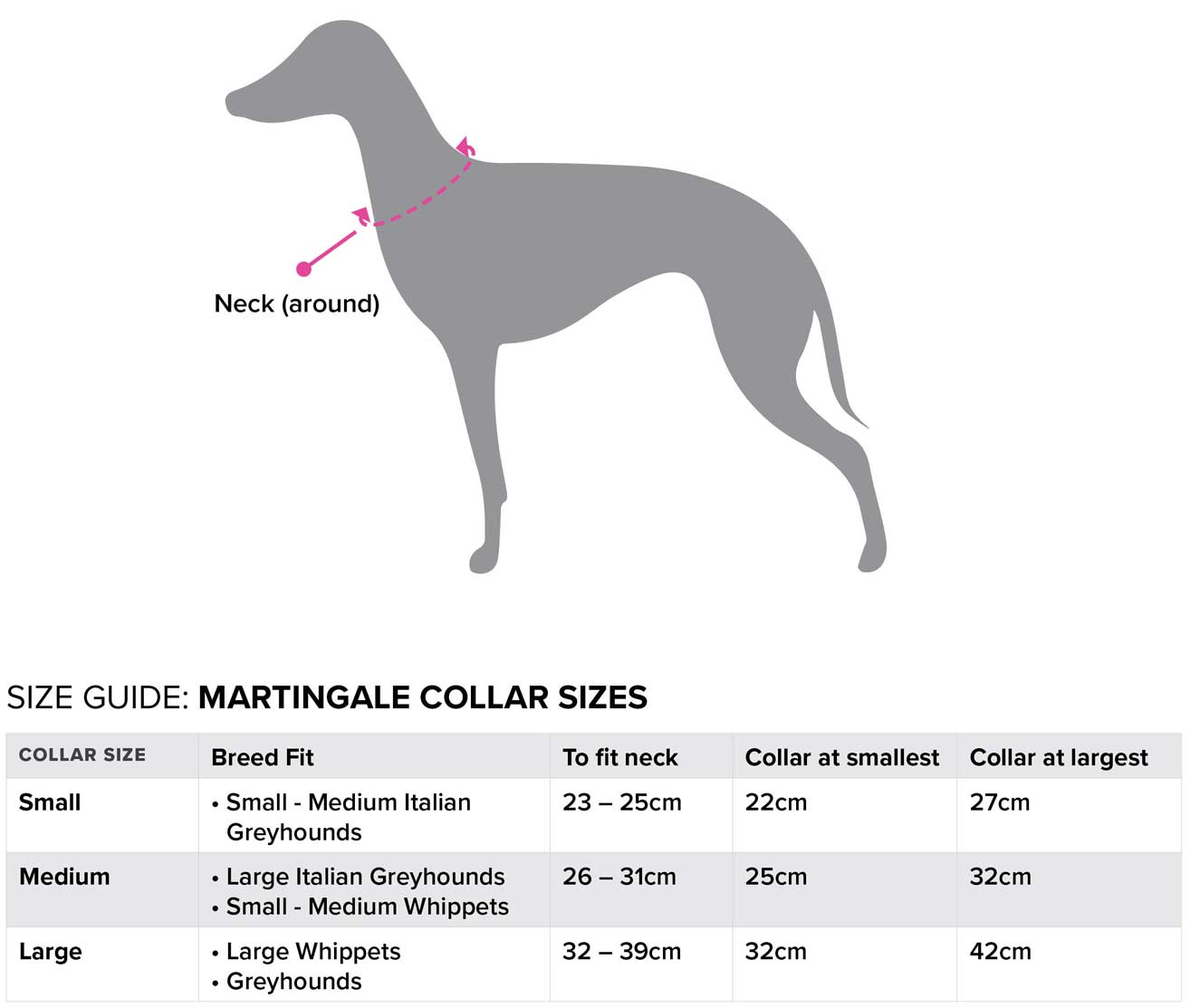 Size Guide, Italian Greyhound Clothing