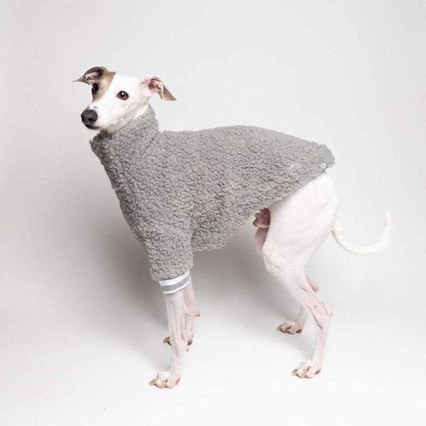 Italian Greyhound Fluffy Reversible Turtleneck Sweater Grey | IGGY DOGWEAR
