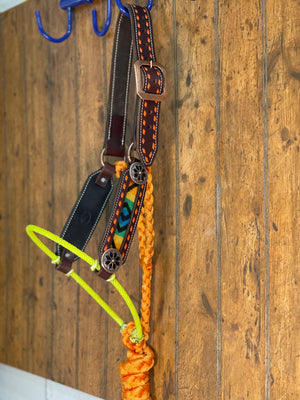 Orange Pendleton Hybrid Halter - Shotgun Shell Custom Leather