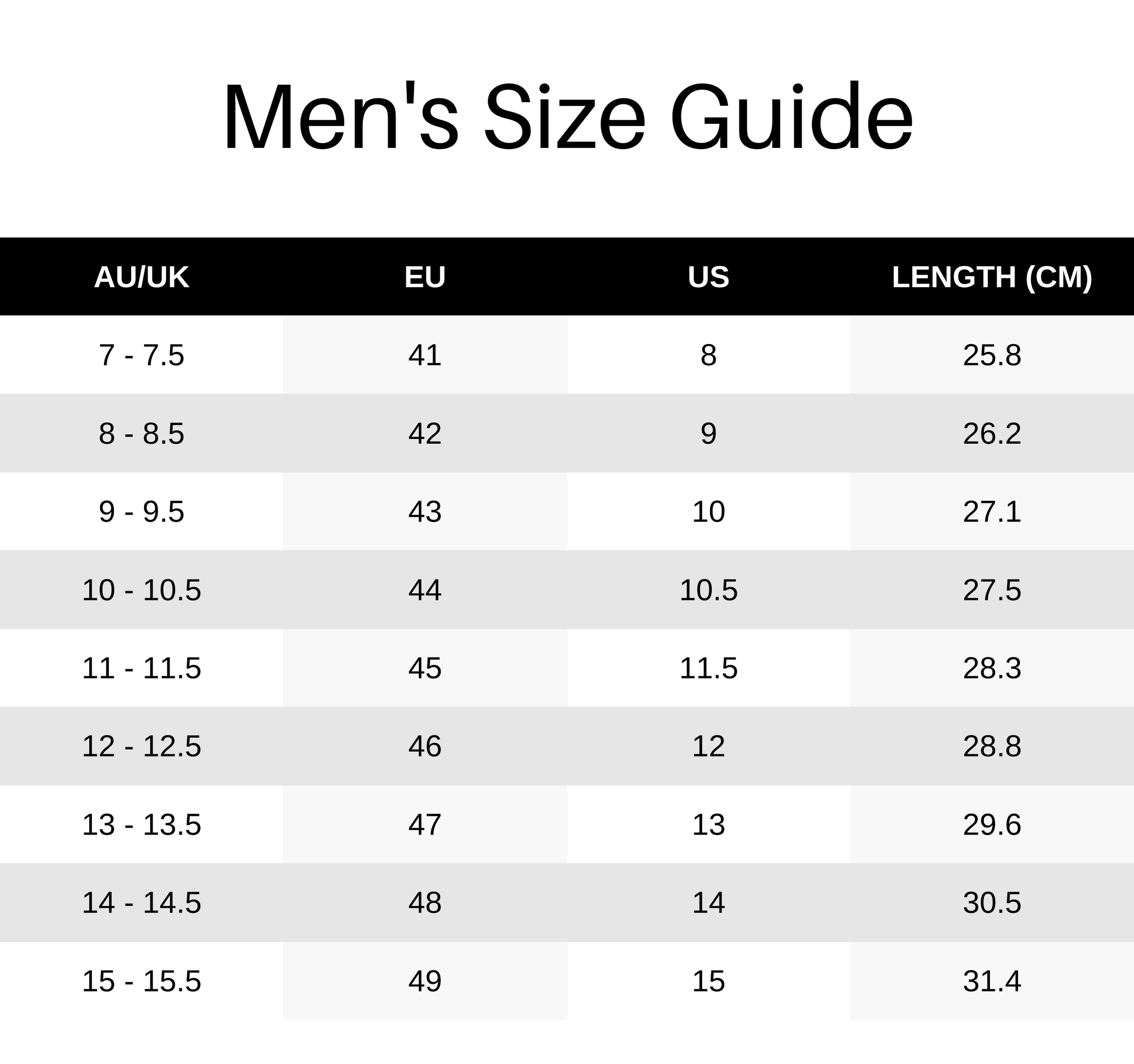 Size Guide – Evans Shoes