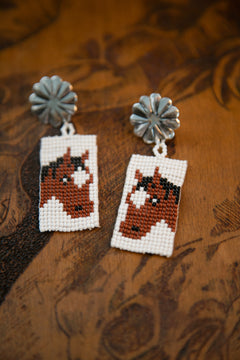 Spurlin Seed Bead Horse Earrings