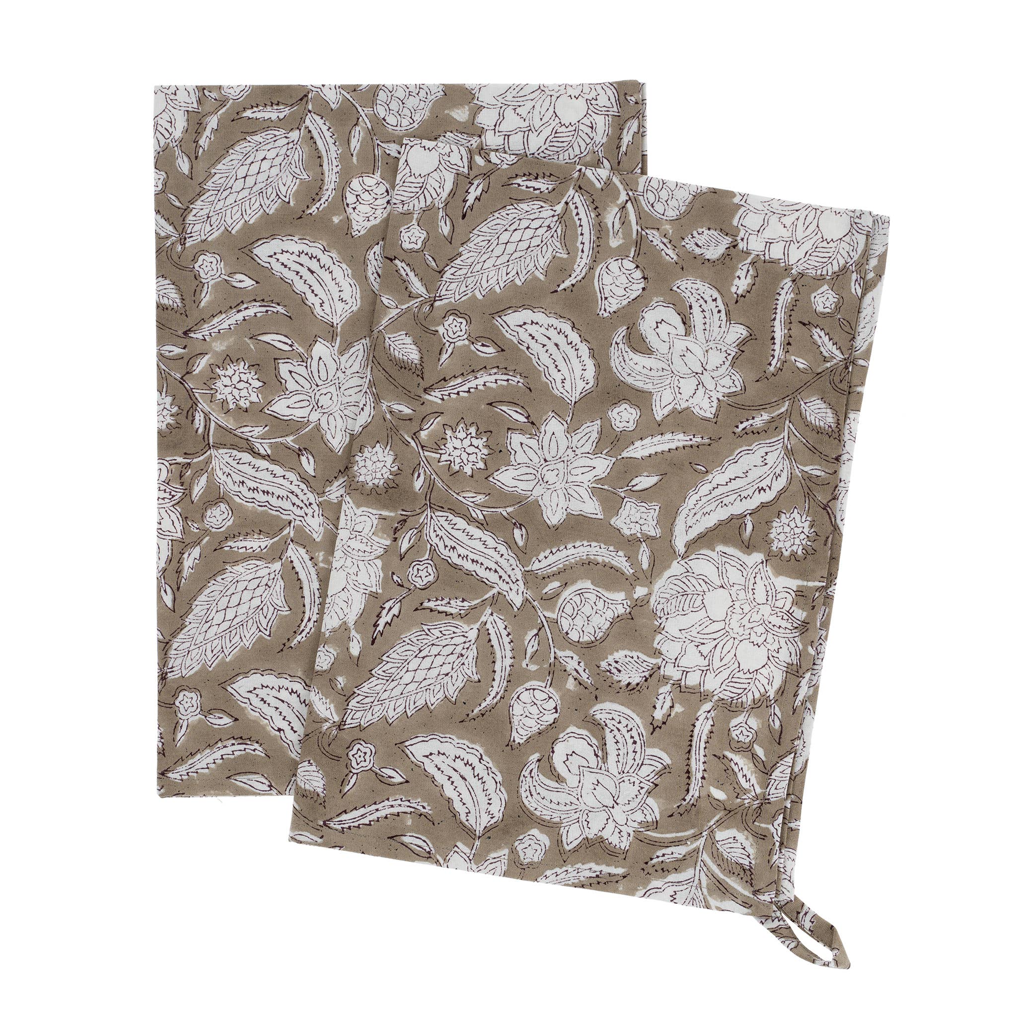 Sable Block Print Tea Towels S/2
