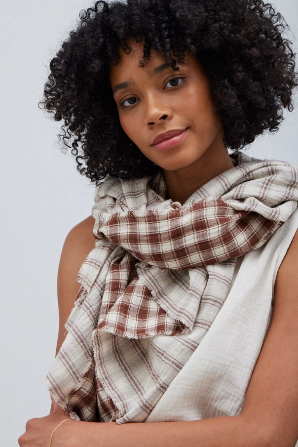 Gauze Plaid Scarf