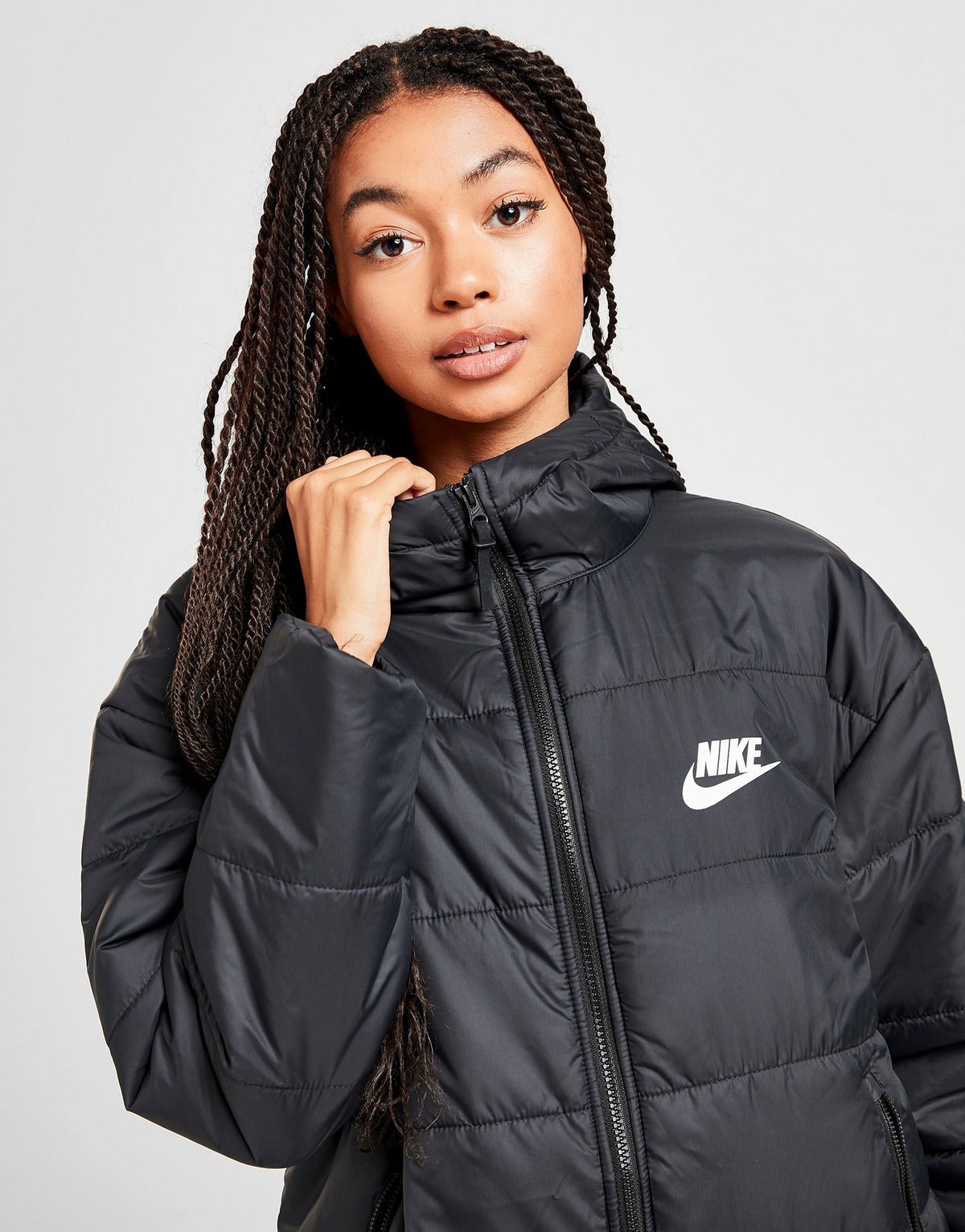 nike core swoosh parka black