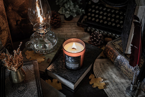 Dark Academia candle with a typewritter