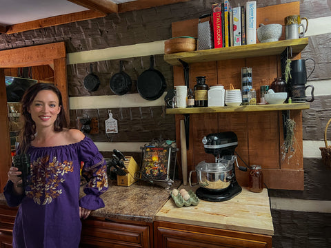 Medieval Ashley in her tavern kitchen