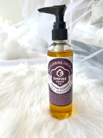 CBD oil cleanser with white backdrop