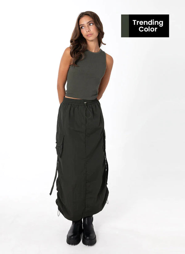 Guajillo - Cargo High-Waist Pleated Mini Skirt