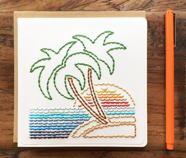 Beach Scene ~ Palm Beach Sunset handpainted 18 mesh Needlepoint Canvas by  Needle Crossings