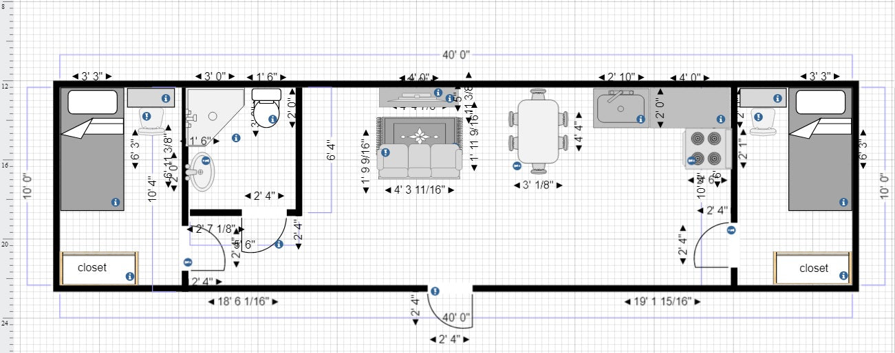 sample 40ft container home floor plan