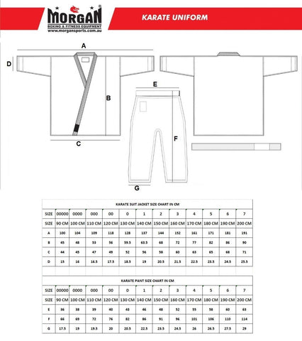 Karate Uniform Size guide