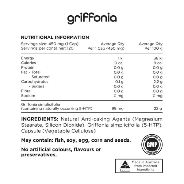 100% Griffonia 5-HTP Caps By Switch Nutrition