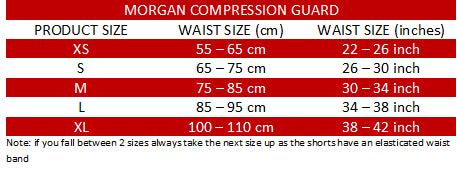 Dragon fight wear compression shorts size chart guide