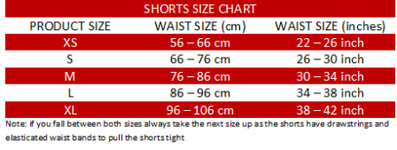 Morgan Reversible Boxing Shorts size guide