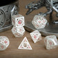 Pearl silver hand crafted hollow steampunk gear cage dice set for D&D board games - HYMGHO Dice 