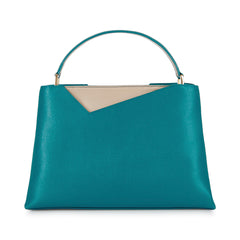 Midi Teal Leather Work Bag Designer Stacy Chan