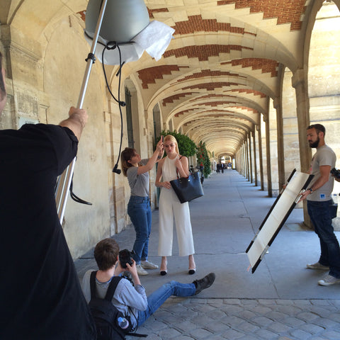 Stacy Chan Designer Handbag Fashion Photoshoot in Paris Places des Vosges